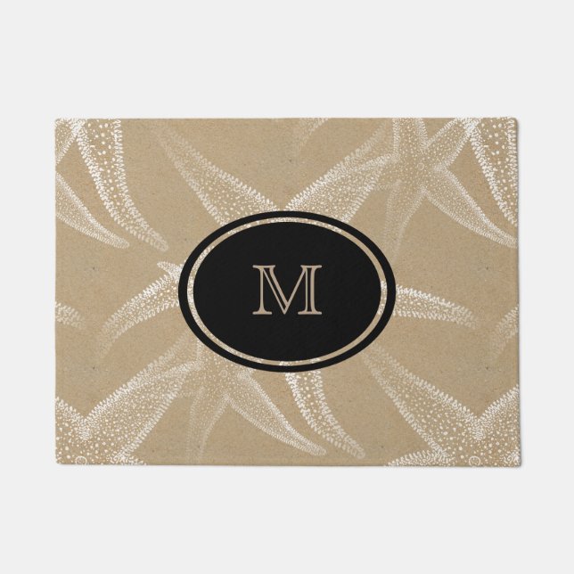 Starfish-Sand-Strand-Monogramm-Fußmatte Fußmatte (Vorderseite)