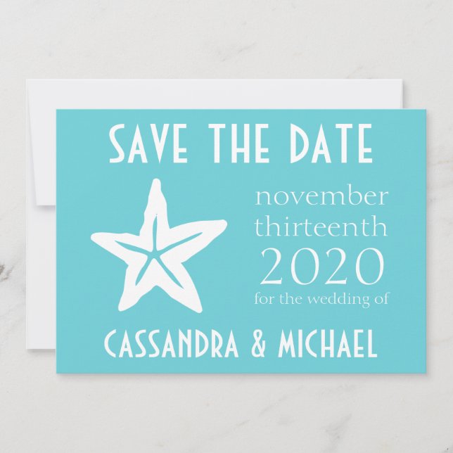 Starfish Save the Date (Aquamarin) (Vorderseite)