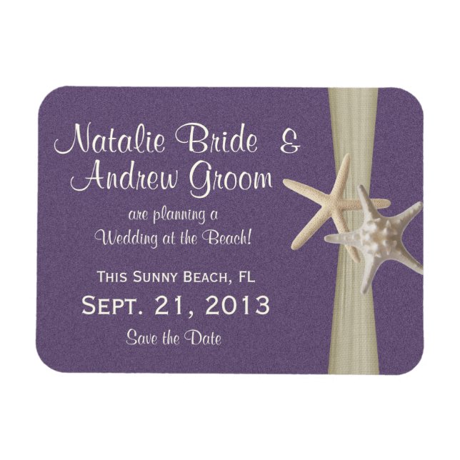 Starfish Save the Date Lila Magnet (Horizontal)