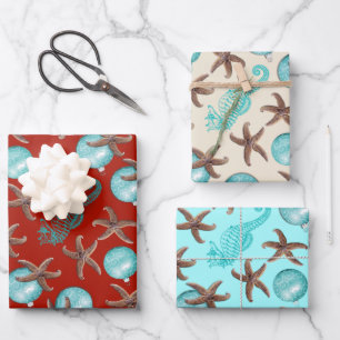 Starfish Sea Horses Weihnachtsgeschenk Wrapping Sh Geschenkpapier Set