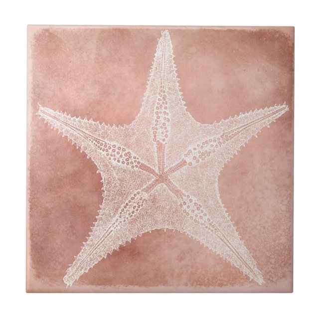 Starfish - Sea Star in Coral Peach Fliese (Vorderseite)