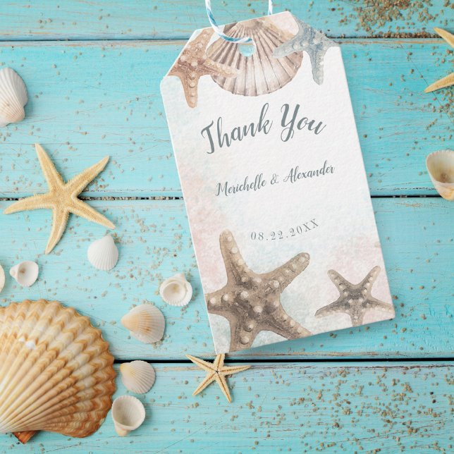 Starfish Seashell Tropical Beach Wedding Gefallen Geschenkanhänger (Von Creator hochgeladen)