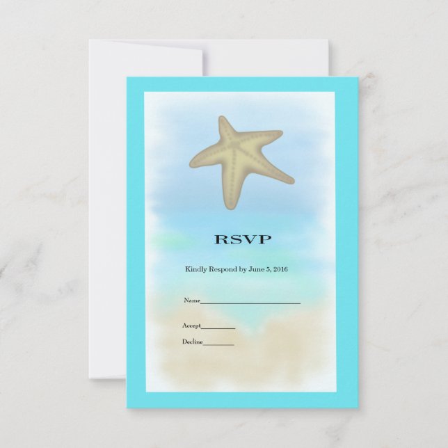 Starfish Seashell Wedding RSVP Card Karte (Vorderseite)