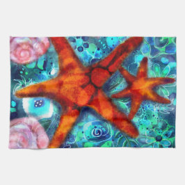 Starfish Seashells Beach Coastal Nautic Abstrakt Geschirrtuch