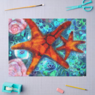 Starfish & Seashells Coastal Nautic Decoupage Seidenpapier