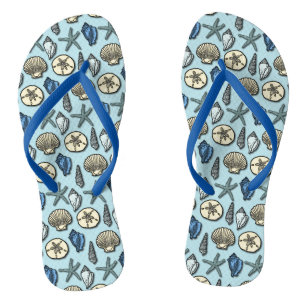 Starfish Seashells Hübsches Nautical Beach Pattern Flip Flops