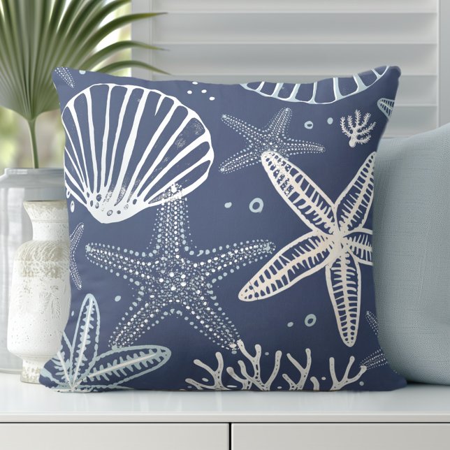 Starfish & Seashells Kastenwurfkissen Kissen (Discover Gorgeous Coastal Throw Pillows by Totally Coast.)