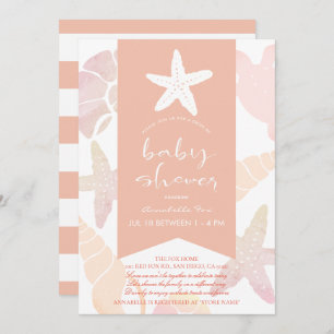 Starfish & Seashells Pink Drive-by Baby Shower Einladung