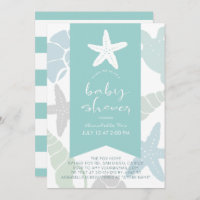 Starfish & Seashells Türkis Blue Baby Dusche
