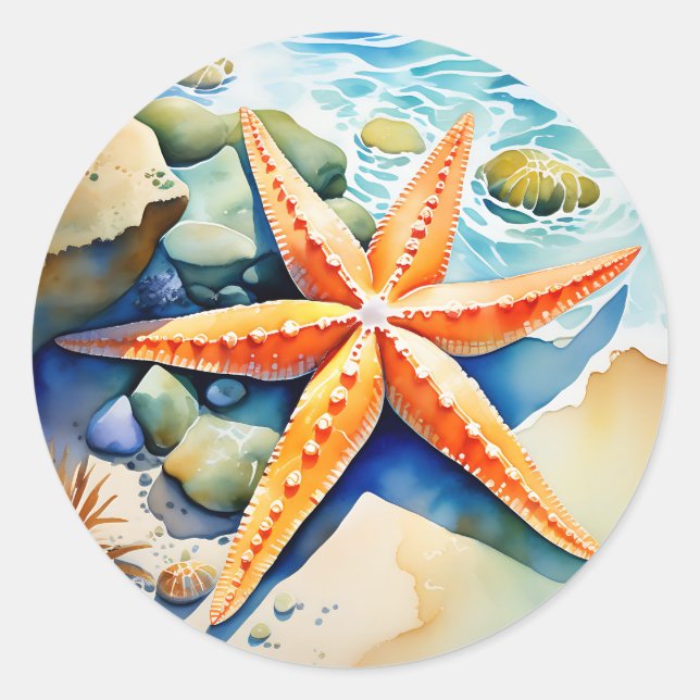 Starfish Serenity Runder Aufkleber (Vorderseite)