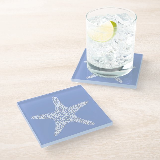 Starfish sommerliches nautisches Design Glasuntersetzer (Schrägansicht)