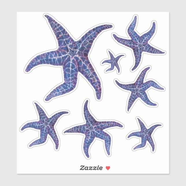 Starfish Stickers - BLAU Aufkleber (Blatt)