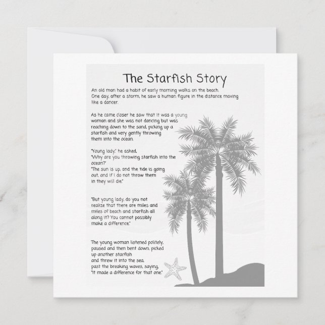 Starfish Story, Starfish Thrower, Starfish Gedicht (Vorderseite)