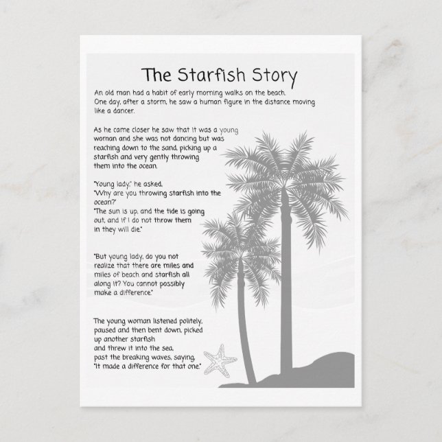 Starfish Story, Starfish Thrower, Starfish Gedicht Postkarte (Vorderseite)
