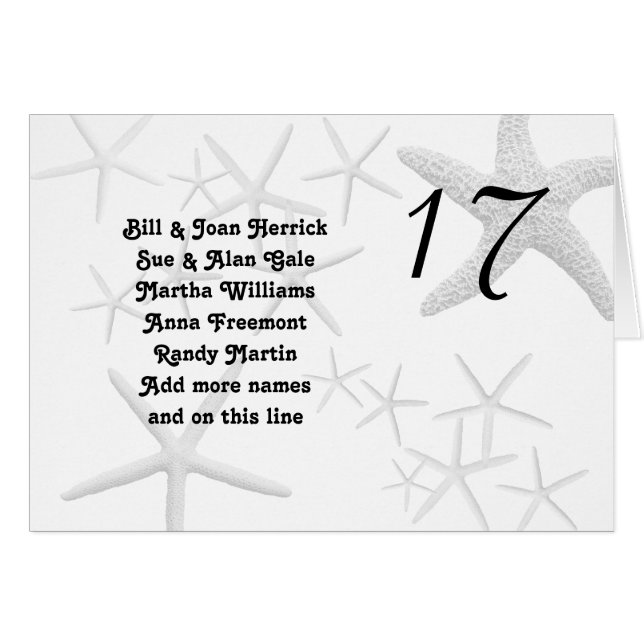 Starfish Table Guest List (Vorderseite (Horizontal))