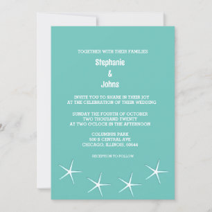 Starfish Teal Blue Beach Zielort Wedding Cool Einladung