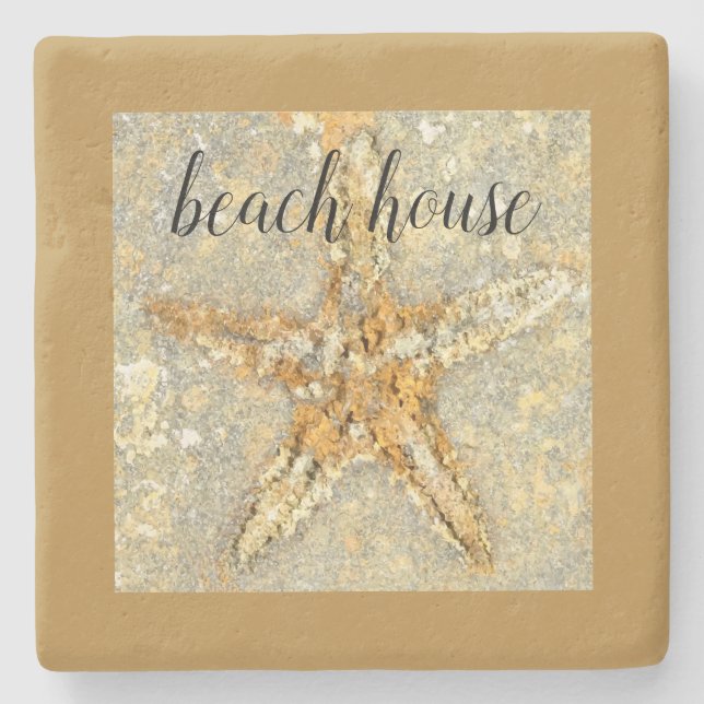 Starfish Thema im Beach House Steinuntersetzer (Vorderseite)