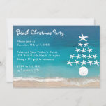 Starfish Tree Beach Weihnachten Party Einladung<br><div class="desc">Das blaue Meer bildet den Hintergrund für diese festliche Weihnachtsfeier am Strand. Ein "Baum"-Bild aus Seestern und ein Sand-Dollar schmückt Flachkarten mit weißem,  lockigen Schriftart in Vorlagen,  um alle Party-Informationen einfach hinzufügen. Das umgekehrte Bild ist Meerwasser.</div>
