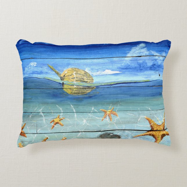 Starfish-tropisches Designer-Akzent-Kissen 16" X12 Zierkissen (Vorderseite)