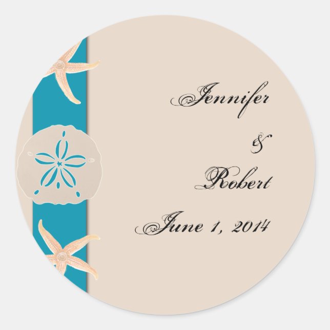 Starfish Umschlag Aufkleber der braunen und türkis (Vorderseite)