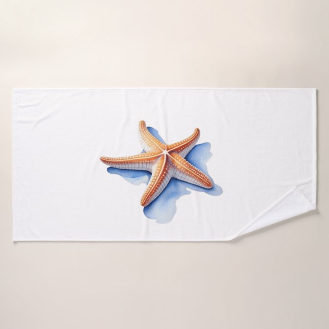 Starfish und Blaue Silhouette Badehandtuch (Badehandtuch)