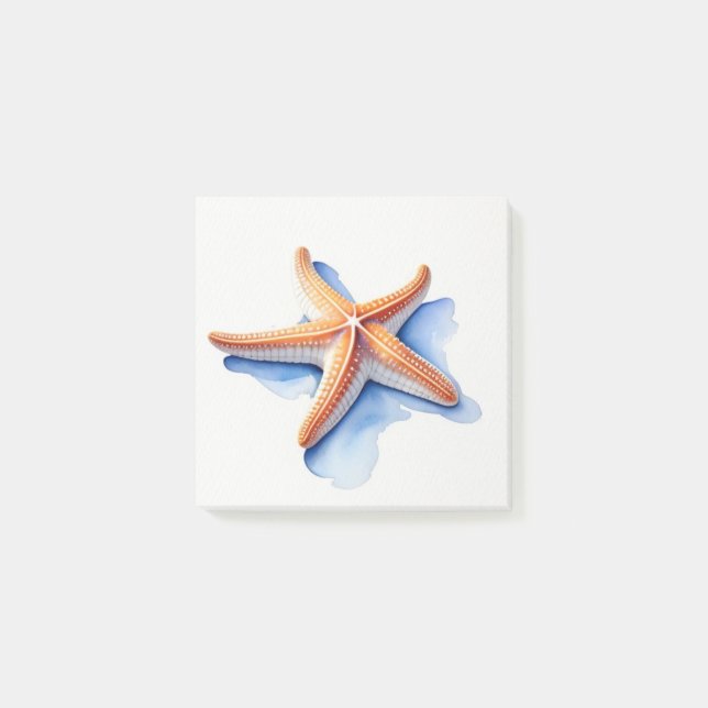 Starfish und Blaue Silhouette Post-it Klebezettel (Vorderseite)