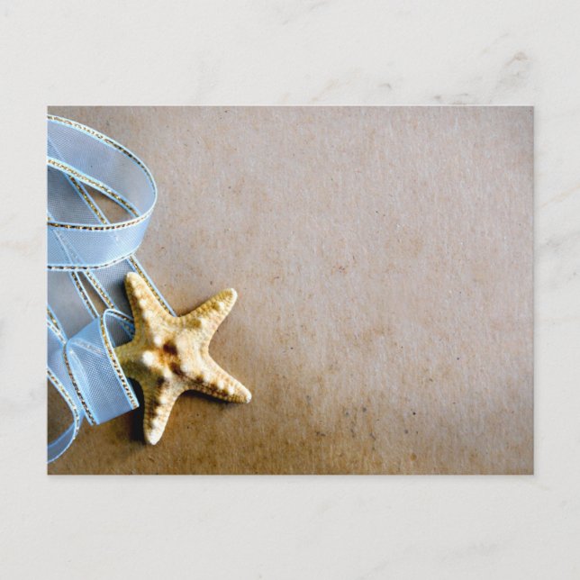 Starfish und blaues Band Postkarte (Vorderseite)