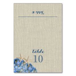 Starfish und Blue Hydrangea-Platzkarte Tischnummer