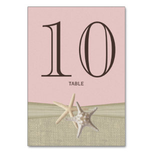 Starfish und Burlap Pink Tischnummer Card