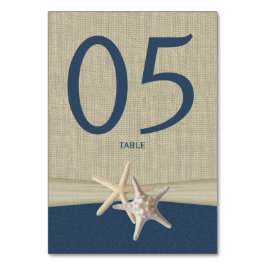 Starfish und Burlap-Tischnummer Tischnummer