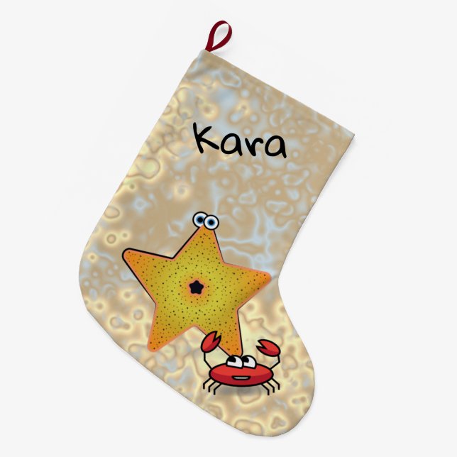 Starfish und Krebse Großer Weihnachtsstrumpf (Vorderansicht (hängend))
