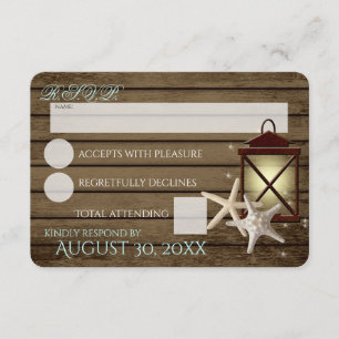 Starfish und Laternenholz Rustic Beach Response RSVP Karte