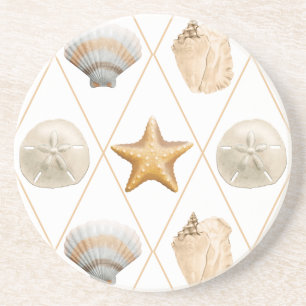Starfish und Muscheln an der Küste Getränkeuntersetzer