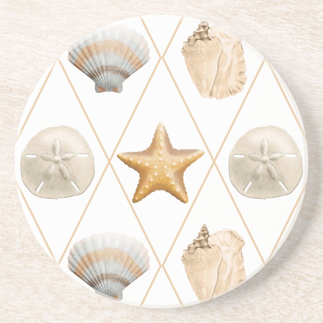Starfish und Muscheln an der Küste Getränkeuntersetzer (Vorne)