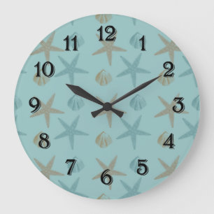 Starfish und Muscheln Große Wanduhr