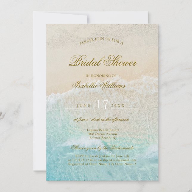 Starfish und Muscheln Tropical Beach Brautparty Einladung (Vorderseite)