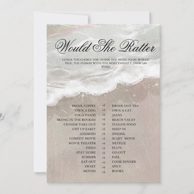 Starfish und Muscheln Tropical Beach Brautparty Einladung (Vorderseite)