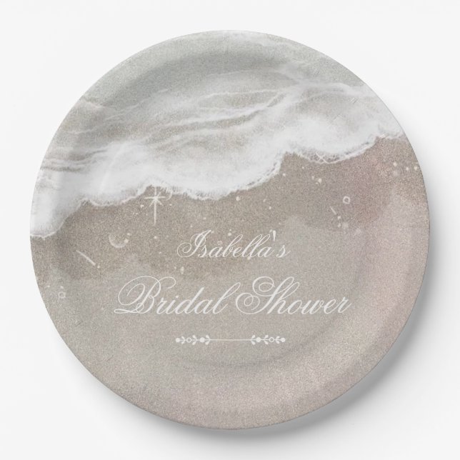 Starfish und Muscheln Tropical Beach Brautparty Pappteller (Vorderseite)