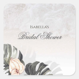 Starfish und Muscheln Tropical Beach Brautparty Quadratischer Aufkleber