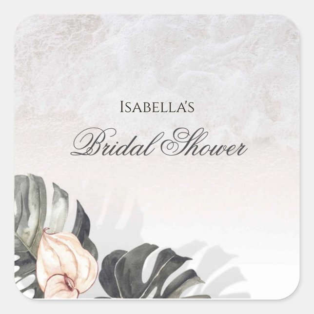 Starfish und Muscheln Tropical Beach Brautparty Quadratischer Aufkleber (Vorderseite)