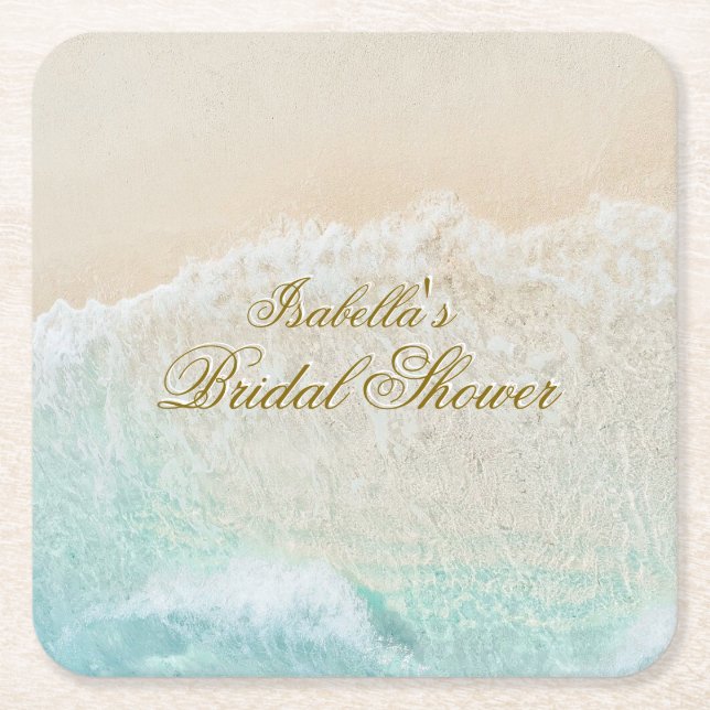 Starfish und Muscheln Tropical Beach Brautparty Rechteckiger Pappuntersetzer (Vorderseite)