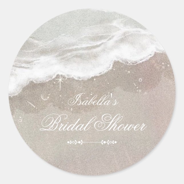 Starfish und Muscheln Tropical Beach Brautparty Runder Aufkleber (Vorderseite)