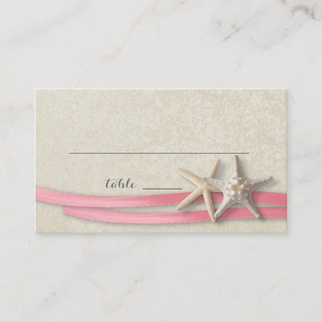 Starfish und Platzkarte Ribbon rosa (Vorderseite)