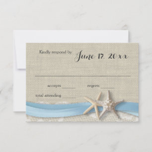 Starfish und Ribbon Beach Light Blue UAWG RSVP Karte