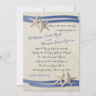 Starfish und Ribbon Blue Einladung