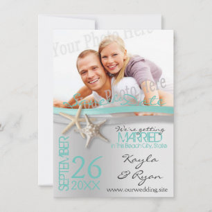 Starfish und Ribbon Save the Date mit Foto