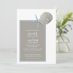 Starfish und Sand Dollar - Hochzeit am Strand Einladung