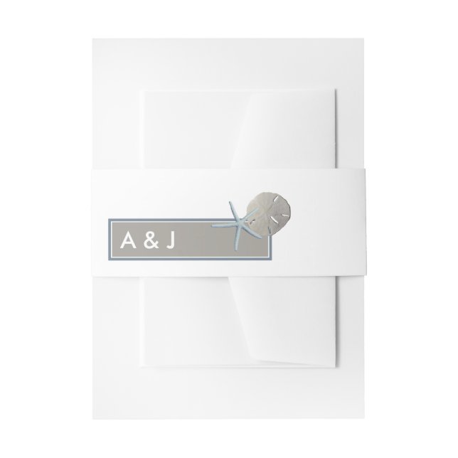 Starfish und Sand Dollar - Hochzeit am Strand Einladungsbanderole (Vorderseite Beispiel)