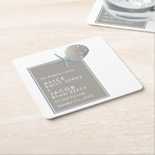 Starfish und Sand Dollar - Hochzeit am Strand Rechteckiger Pappuntersetzer