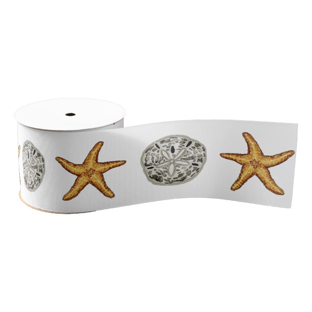 Starfish und Sand Dollar Ripsband (Spule)